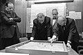 National Security Advisor Walt Rostow shows President Lyndon B. Johnson a model of the Khe Sanh area , 02/15/1968