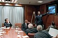 President Ronald Reagan in a briefing with National Security Council Staff on the Libya Bombing, 1986